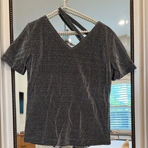 Elegant Black Glitter Women's Top